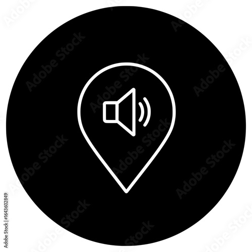 Audio Location Pin Icon – Sound Marker Symbol for Maps and Media