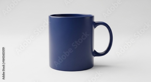 Navy Blue Coffee Mug Mockup, Minimalist Design on White Background