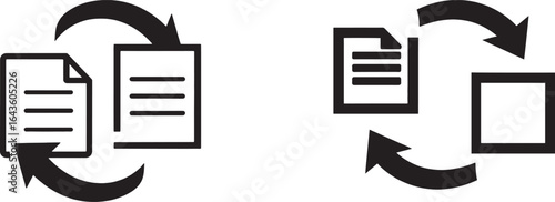 seamless data synchronization, file transfer, exchange, and conversion process icon