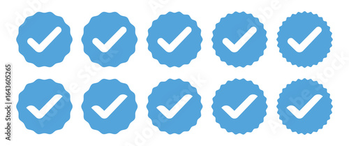 Verified Badge Profile Set ,Instagram Blue Check Mark and Social Media Verification Icons Vector.