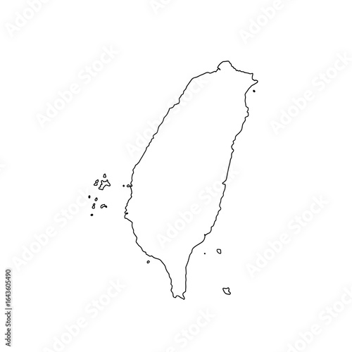 Taiwan outline map with island details