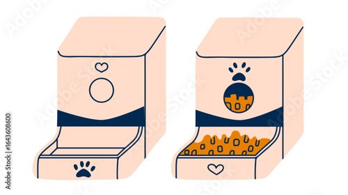 Smart pet feeder. Vector illustration