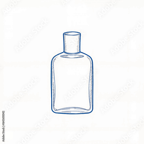 Doodle-style illustration of aftershave bottle on white background, minimalism
