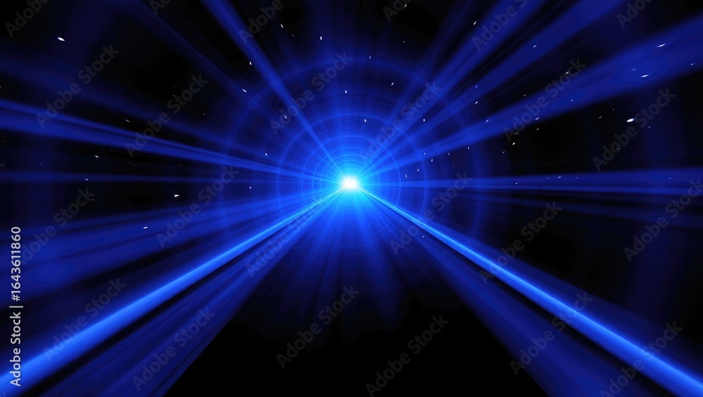 Obraz premium Abstract Blue Light Tunnel with Streaks and Stars image