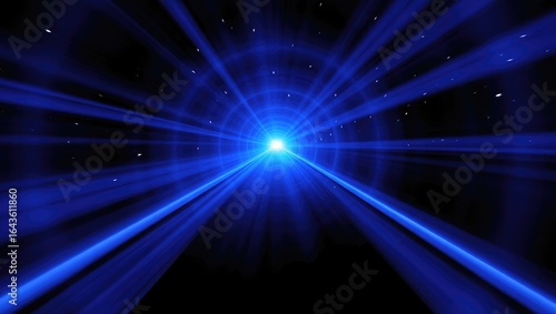 Abstract Blue Light Tunnel with Streaks and Stars image