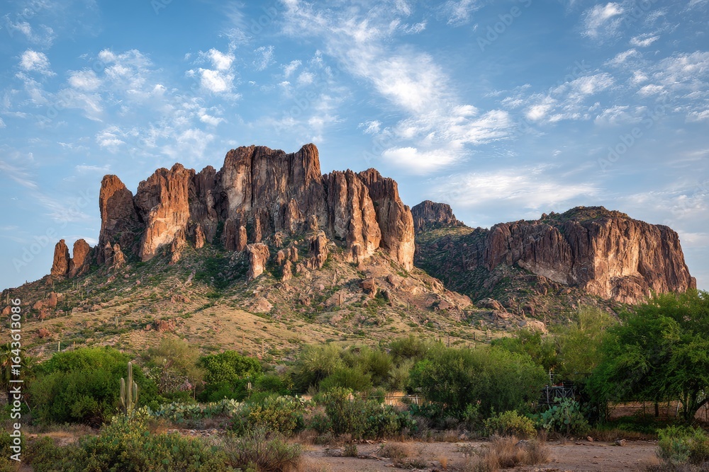 Fototapeta premium Dramatic desert mountain range at dawn