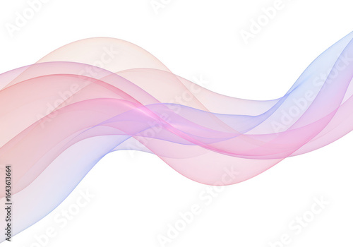 Abstract colorful wavy lines isolated on transparent background