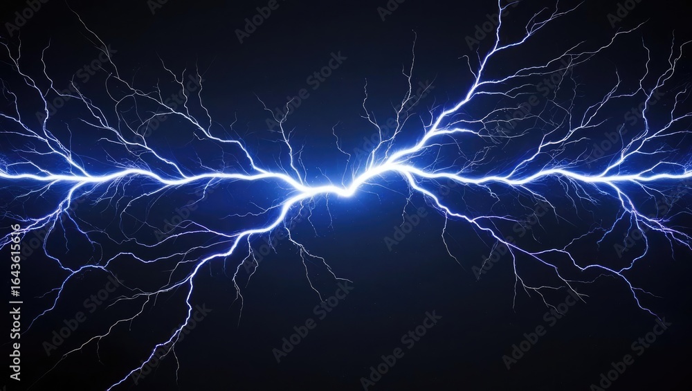 Fototapeta premium Blue Lightning Strikes Meeting in Center electricity
