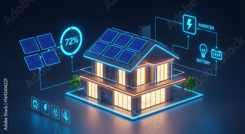 Wallpaper Mural Solar Panel Energy System Diagram on House | Sustainable Energy Technology for Green Living, Renewable Power and Home Efficiency Solutions Torontodigital.ca