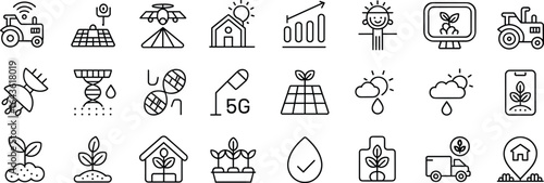 Agricultural technology icons smart farming concepts and innovations agriculture