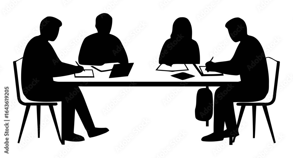 Fototapeta premium Modern Minimalist Group Study Silhouette Vector Design