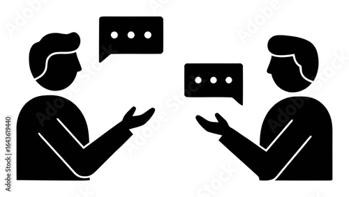 Minimalist Language Learning Conversation Silhouettes - Modern Vector Design for Communication Practice
