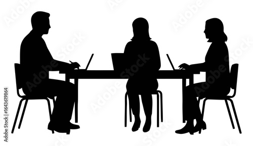 Parent-Teacher Conference Silhouette Vector - Modern Minimalist Design