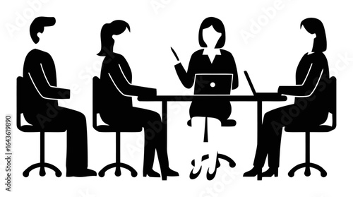 Parent-Teacher Conference Silhouette Vector - Modern Minimalist Design