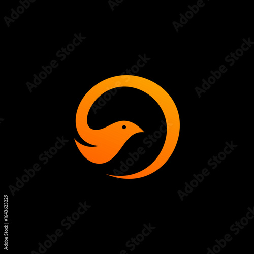 icon bird circle gradient orange
