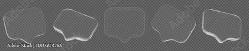 3d set glass transparent speech bubbles. Stock vector illustration on isolated background.	