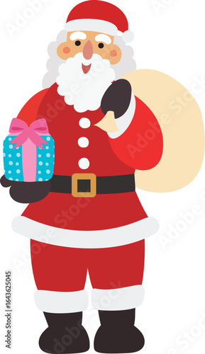 クリスマス素材　プレゼントを持ったサンタクロース