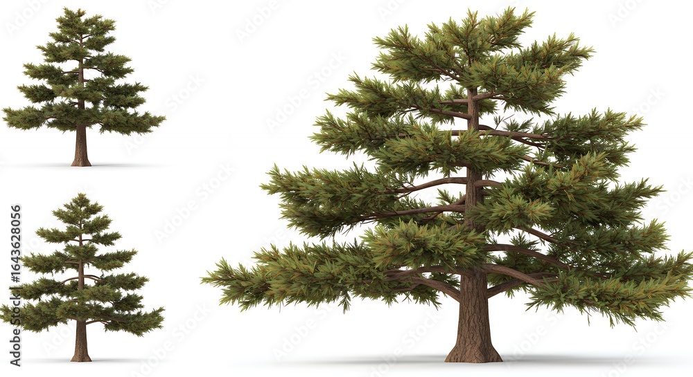Fototapeta premium Conifer trees isolated on white background