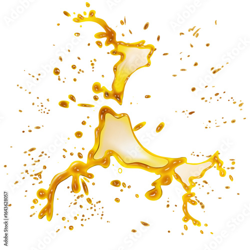 Honey like liquid flow oil caramel maple syrup splash droplet texture transparent background