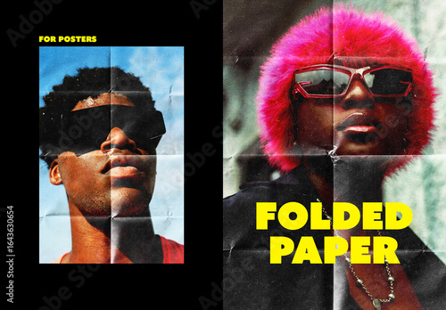 Folded Paper Poster Photo Effect Mockup