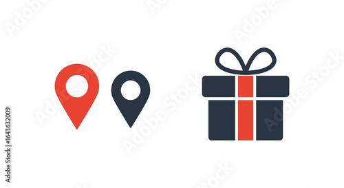 Location based gift delivery service icon set