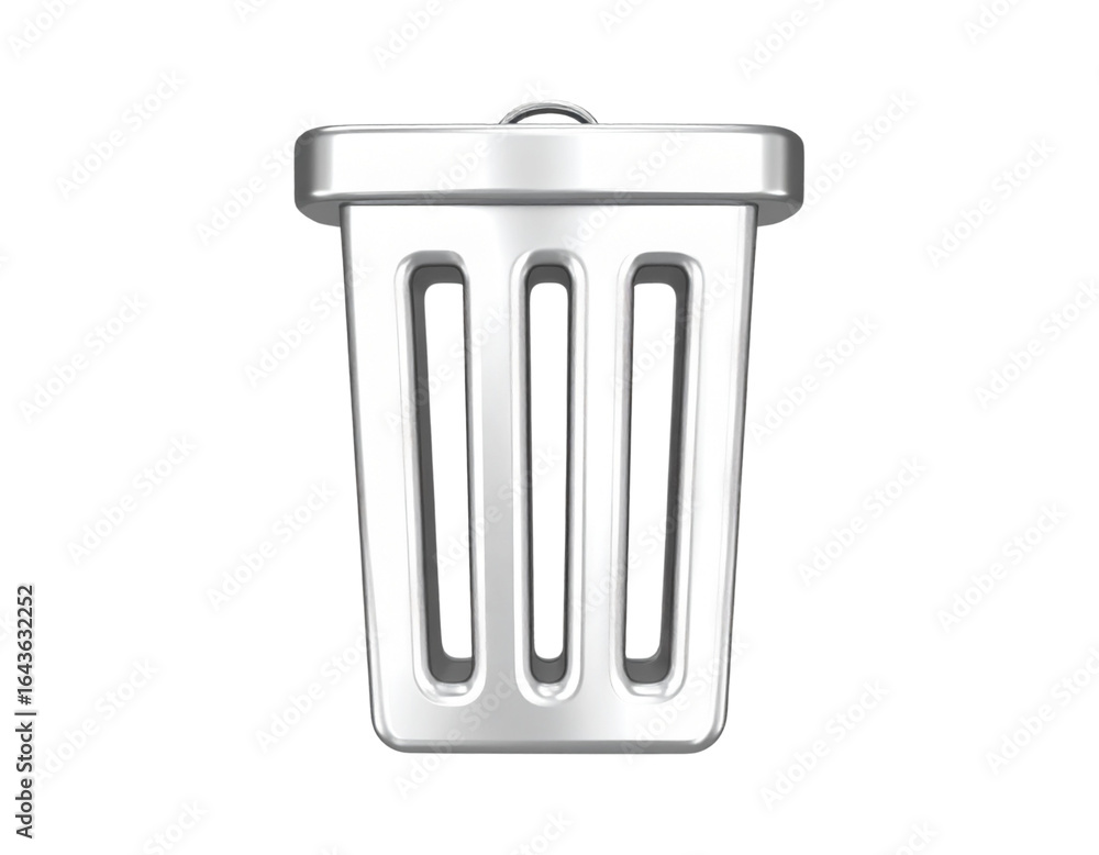 3D Metallic Trash Can Icon PNG 3D Metallic Trash Can Icon PNG