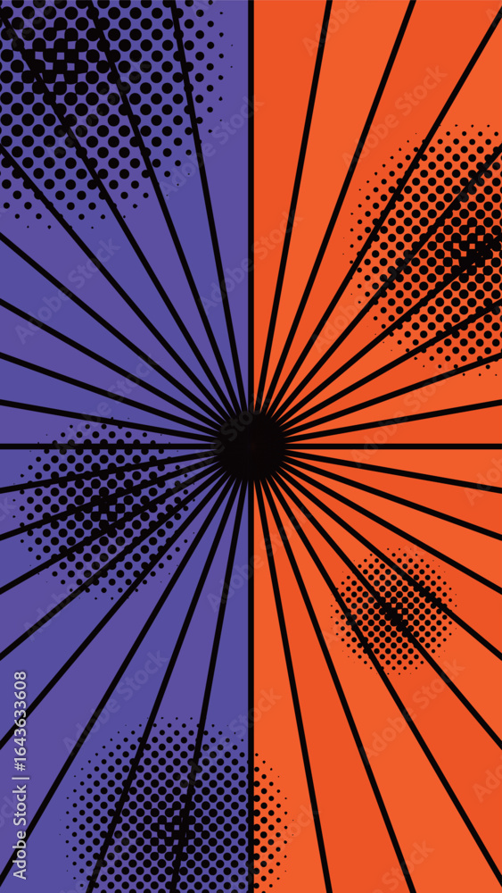 Obraz premium 夏色のカラフルな放射状・集中線の背景イラスト