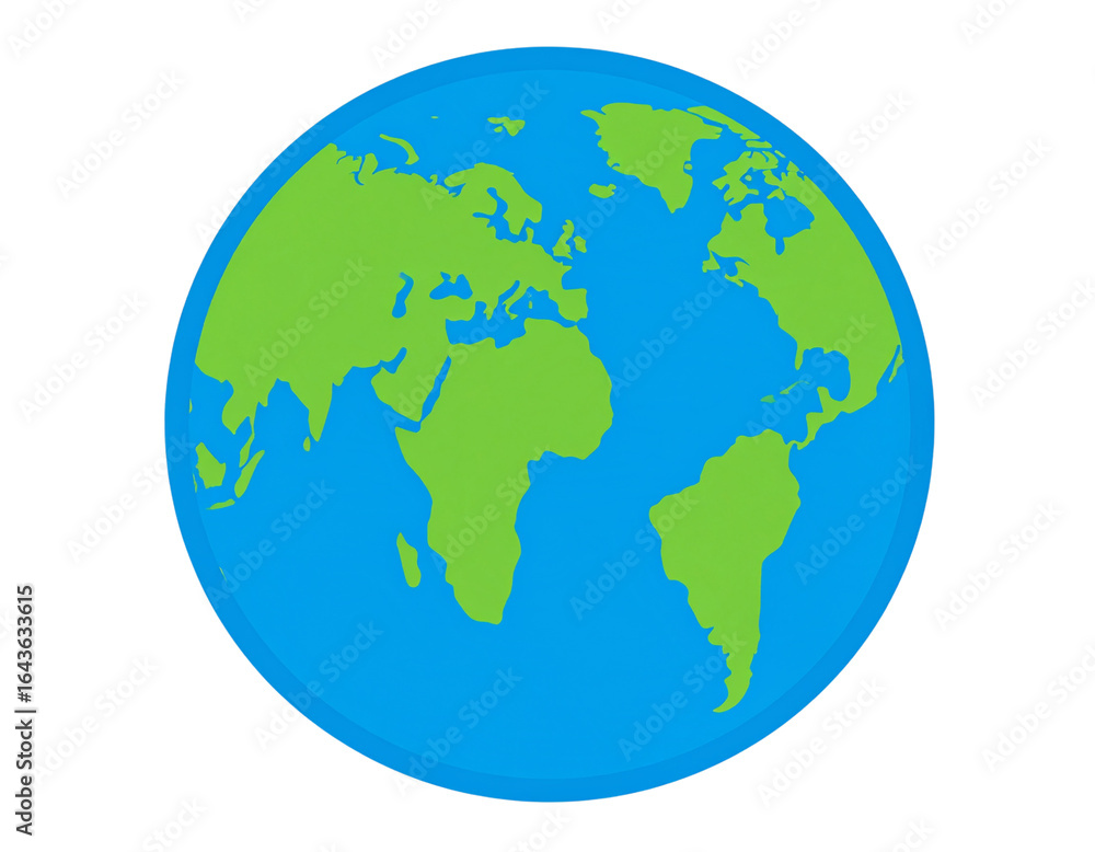 Naklejka premium Blue and Green Globe Icon Representing Earth Isolated on Transparent Background PNG