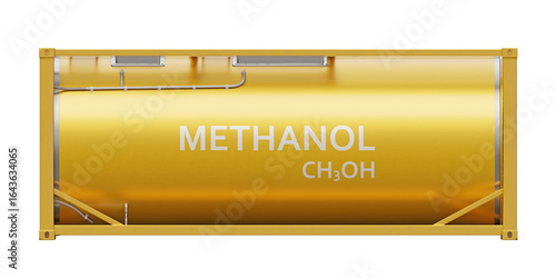 фотографія Orange tank container with methanol liquid isolated on transparent background