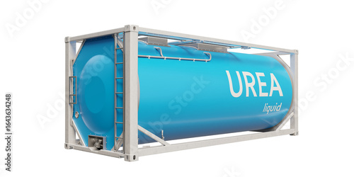 фотографія Light blue tank container with UREA liquid isolated on transparent background