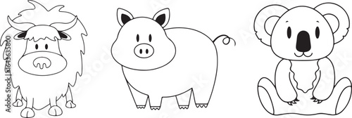 Cute Pig Illustration – Pig, Animal, Farm, Pet, Cartoon, Piglet, Mammal, Nature, Agriculture, Minimal, Outline, Doodle, Funny, Baby Animal, Vector, Drawing, Sketch, Farmyard