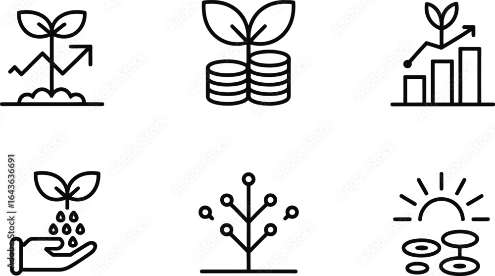Fototapeta premium Business Growth and Investment Icons