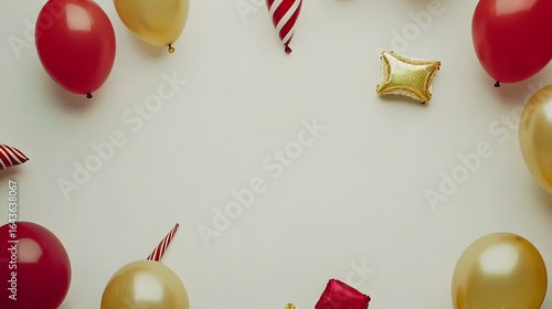 Red Gold Balloons Party Festive Background