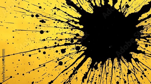 Abstract Ink Splatter on a Gold Background