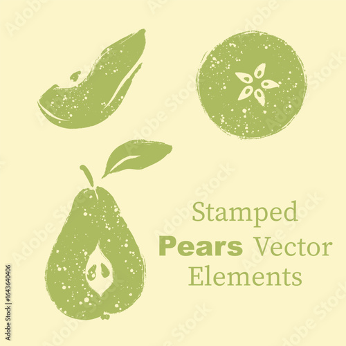 Stamped Pear Slices Vector Isolated Elements Set
