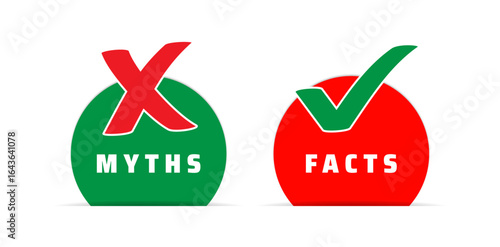 Myths vs Facts Icon Set – Truth and Falsehood Comparison Graphics