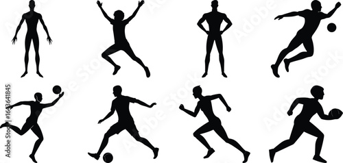 Vector art of silhouette of various athletes in action isolated on transparent background