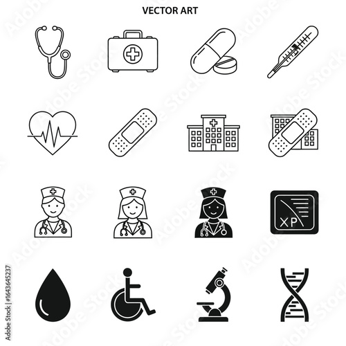 Medical icons and symbols for healthcare and science