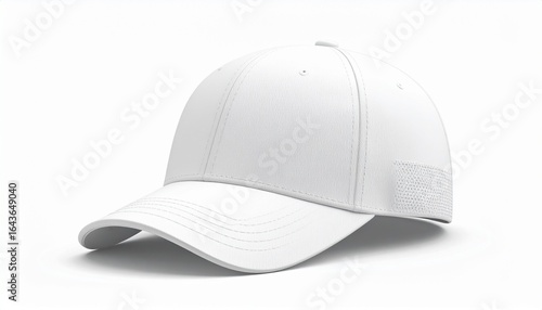 Plain white baseball cap mockup isolated on a white background. Front side view of a blank cotton hat for design or branding purposes.