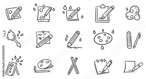 Hand Drawn Art and Design Icons Set for Creative Projects and Education