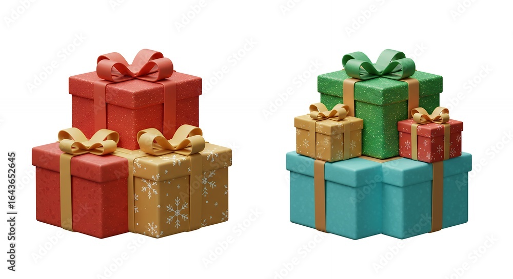 Obraz premium Stacked gift boxes festive decoration