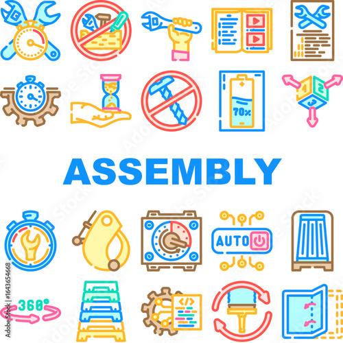 assembly setup product icons set vector