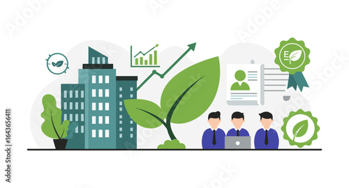 Corporate sustainability concept with eco-friendly business practices and green growth