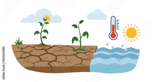 Climate change impact on plant growth and water scarcity