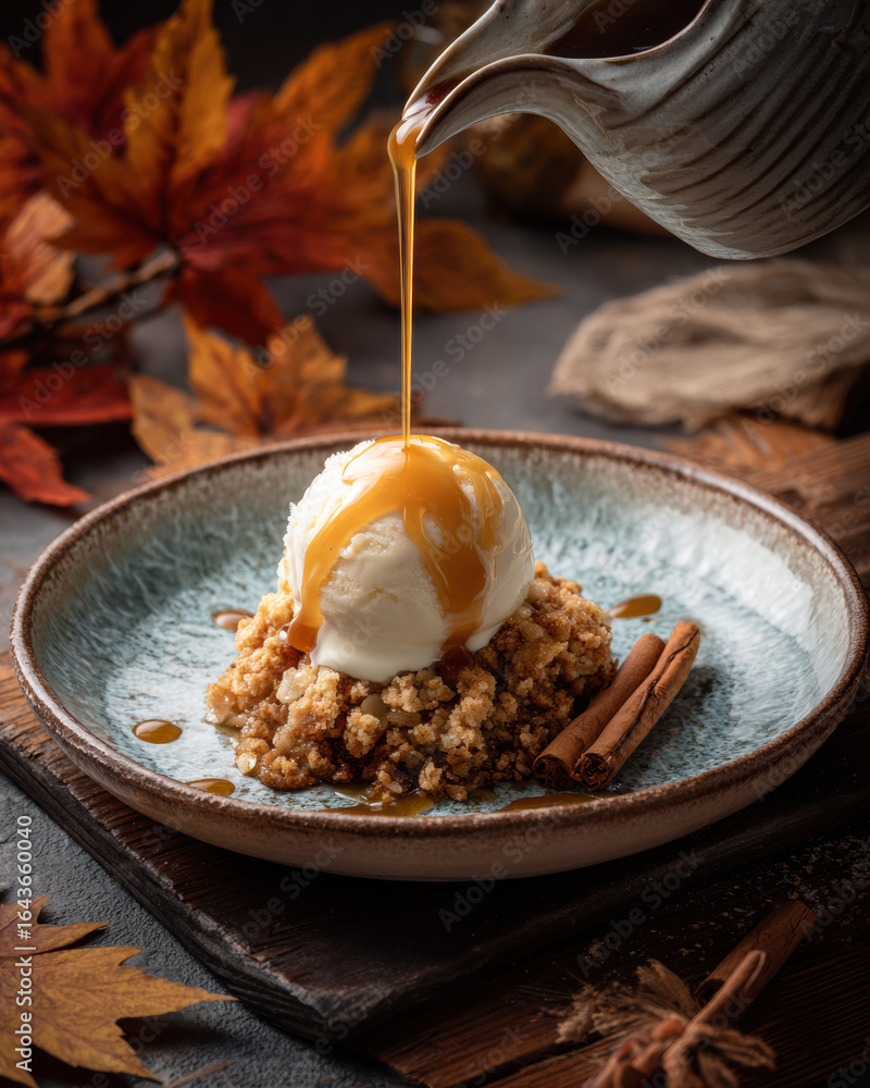 Fototapeta premium Cozy Fall Dessert with Caramel Drizzle