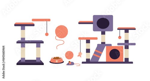 Modern cat furniture and play accessories in minimalist design