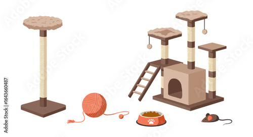 Cat tree and accessories set: modern feline furniture for playful pets