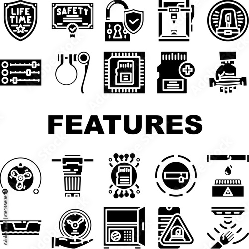 additional features product icons set vector