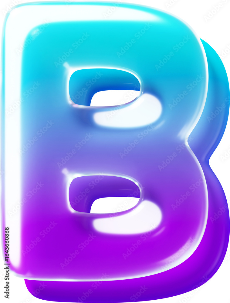 Fototapeta premium 3d Rendered letter made of transparent glass with smooth gradient backdrop