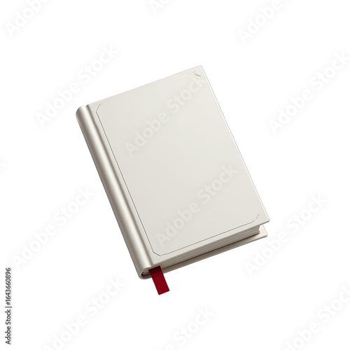 Closed book with blank pages and red bookmark.